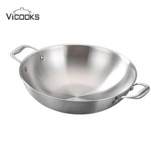 Poêle de cuisson professionnelle en acier inoxydable à trois couches <span class=keywords><strong>Wok</strong></span> meilleure poêle à frire antiadhésive - Product Image 4