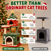 Arbre à chat de Noël personnalisé OEM ODM 90 cm, tour multi-niveaux pour chat, griffoir en sisal, maison en peluche, vente en gros