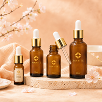 Flacon compte-gouttes en verre ambré pour huiles essentielles 5ml 10ml 15ml 20ml avec bouchon doré, flacon cosmétique pour sérum, logo personnalisé
