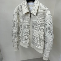 Veste en cuir d'agneau véritable blanche pour homme, style décontracté et élégant, coupe-vent et respirante, service OEM, directement de l'usine, marque de luxe (dupe)