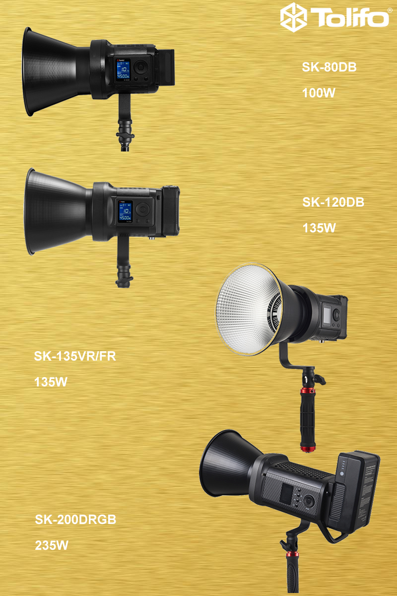 Tolifo Cob Led Studio Lights - 120W & 200W Portable Bi Color