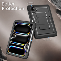 Bumper TPE Tablet Case pour iPad Pro 11 2024/2025 Cover Built in Folding Kickstand and Pencil Slot