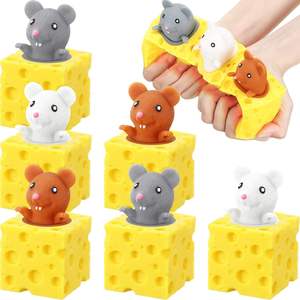 6 Pack Mice Rat Toy Mice Cheese Sensory Anxiety Relief Office <b>Ball</b> Fidget Novelty Gag Toys for Stress Relief - Product Image 1
