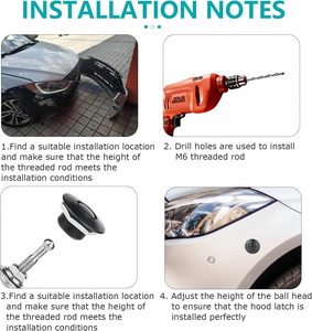 Kit de crochet de verrouillage de goupille de verrouillage à dégagement rapide du couvercle du capot moteur 25/30/32/45mm bouton de verrouillage à vis 22mm goupilles de bouton poussoir de capot de voiture - Product Image 6