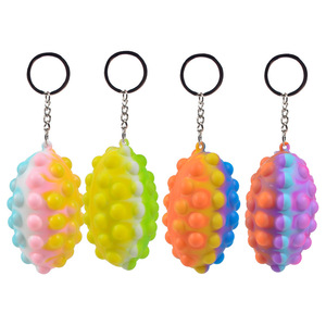 3D Fidget Popper Keychain Simple Stress & Anxiety Reliever Push <b>Pop</b> Rugby Ball for Boys & Girls - Product Image 5