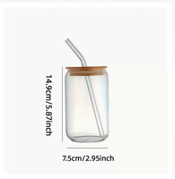 Ensemble de 8 pailles en verre pour verres à smoothie de 500 ml, compatibles micro-ondes et lave-vaisselle, réutilisables pour café glacé, cocktails, sodas, bières