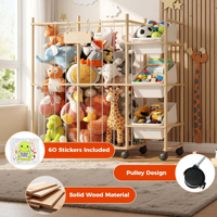 Organisateur de rangement pour jouets avec 3 bacs amovibles, étagère de rangement pour jouets pour enfants, support pour animaux en peluche pour chambre à coucher et salle de jeux