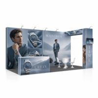 Stand d'exposition pliable portable 10x10 pieds en tissu tendu avec cadre en aluminium SEG pour salon professionnel