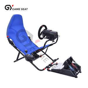 Cabina de Simulación de Carreras Plegable GY079 con Respaldo Cómodo en Acero Azul <span class=keywords><strong>para</strong></span> PC, Playstation 2 <span class=keywords><strong>3</strong></span>, Wii, Xbox - Product Image 4