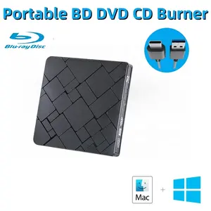 USB 3,0 External Bluray Drive compatible con CD DVD 3D UHD bluray 4K película Disc Blu Ray Burner Writer para computadora portátil