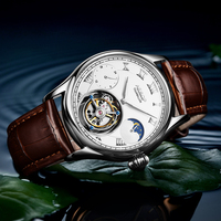 Envío Directo de Reloj Tourbillon para Hombre, con Disco de Piedra, Cristal Mineral, Correa de Cuero de 22 mm, Reloj Mecánico Hangzhou, Resistente al Agua, de Lujo