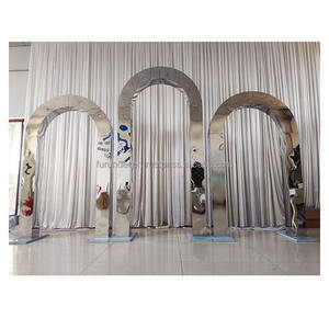 Furun Customizable Stainless Steel and Gold Metal Arch <b>Backdrop</b> <b>Stand</b> Stage Mirror Frame for Wedding Party Event Decoration - Product Image 2