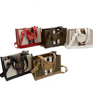 Sac fourre-tout décontracté à pois de grande capacité à la mode Sac en toile pour femmes été et automne avec décoration léopard - Product Image 4