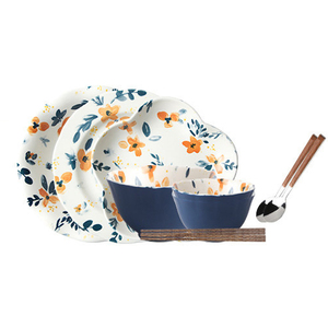 Ensemble de vaisselle en céramique de style japonais, bols à soupe, assiettes, <span class=keywords><strong>série</strong></span> fleur de prunier, motif floral, bord ondulé, pour la maison, le restaurant - Product Image 6