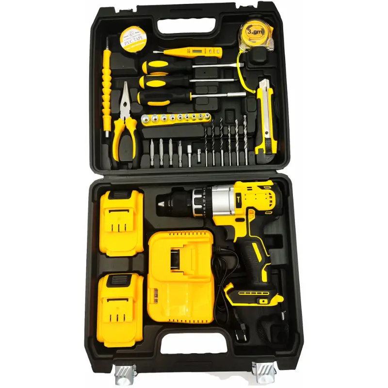 21V 13mm Larger Motor Heavy Quality Battery Cordless Power Tool Kit Electric Impact Drills Set Combo