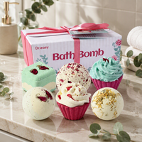 Kotak Hadiah Bom Mandi Alami Buatan Tangan, Aromaterapi Berbusa, Kue Berbentuk Fizz, Vegan, Set Spa Bunga Mawar Kering