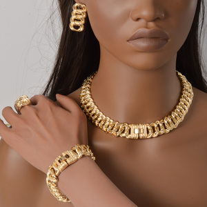 Wholesale bulk fashion <b>chains</b> <b>necklaces</b> 18k gold plated <b>necklace</b> bracelet fashion earrings ring for woman fine <b>necklace</b> set - Product Image 4