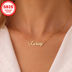 Source Usine Recruter <span class=keywords><strong>Agent</strong></span> Personnalisé Bijoux Plaqué Or 925 Sterling Silver Nom Plaque Collier pour Memorial Day - Product Image 2