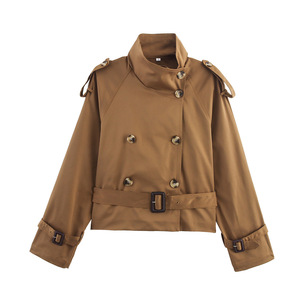 Questo autunno la <span class=keywords><strong>moda</strong></span> femminile e <span class=keywords><strong>il</strong></span> Versatile <span class=keywords><strong>Trench</strong></span> corto a tre colori con fibbia in vita <span class=keywords><strong>è</strong></span> un capospalla elegante ed elegante - Product Image 4