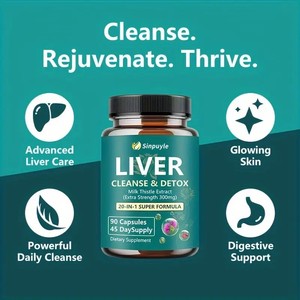 USA local stock Natural Herbal <b>Liver</b> Health Support <b>Supplements</b> Milk Thistle Dandelion <b>Liver</b> Detox Cleanse Capsules - Product Image 2