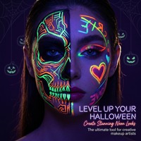 Stylo de maquillage double pointe double couleur UV qui brille dans le noir pour le visage et le corps, marqueur lavable pour Halloween, fête, DIY, art graffiti