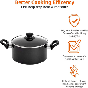 Juego de Ollas de Aluminio Negro de 8 Piezas, Antiadherente, Apto para Horno y Lavavajillas, para Cocinas de Gas e Inducción - Product Image 2