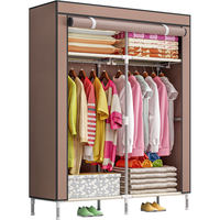 Garde-robe de rangement en tissu non tissé, armoire portable, pliable, simple, en tissu non tissé, pour porte ouverte, design sans fermeture éclair