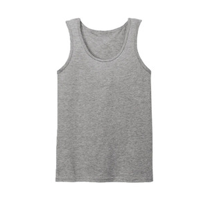 Débardeur en coton doux pour hommes, sans manches, avec empiècements côtelés aux emmanchures, conçu pour la salle de sport et le confort estival - Product Image 1