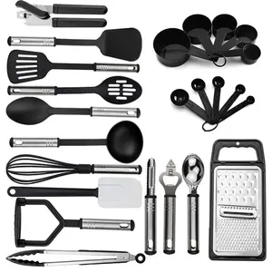 24 Pcs Silicone and Stainless Steel Kitchen Utensil Set New Home Essentials, Pots and Pans Kitchen Accessories