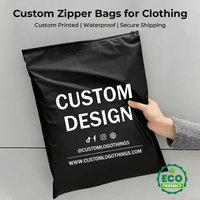 Sac à fermeture éclair givré noir mat certifié GRS, testé REACH, réutilisable, pour vêtements et lingerie, emballage personnalisé avec logo, conforme PPWR