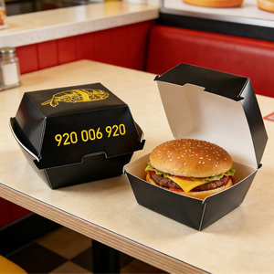 Custom Burger Box <b>Packaging</b> Hamburger Folders Kraft Paper <b>Biodegradable</b> Embossing French Fries Fried Chicken Wing - Product Image 6