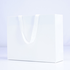 Ruban cadeau de couleur unie poignées petite base large fond pierre précieuse emballage boutique shopping bijoux montre sacs en papier blanc - Product Image 3
