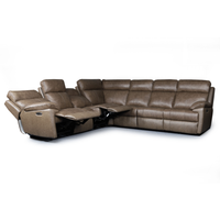 Sofá Seccional en Forma de L de Microfibra Marrón, Reclinable Eléctrico, Diseño Modular, con Consola Central de Almacenamiento para el Hogar
