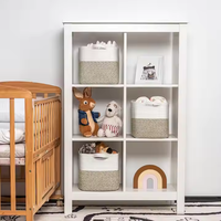 Panier à linge carré Ins Boîte de rangement Panier de rangement tissé en corde de coton Panier de rangement pour jouets divers
