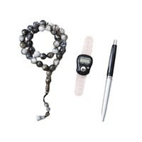 ISapromo cadeaux 3 pièces/ensemble pas cher musulman Eid Tasbih perles de prière ensemble boussole prière 99 tesbih stylo compteur numérique