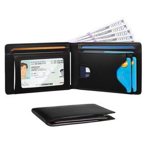 Luxe Zakelijke Volnerf Lederen Open Rfid Blokkeren Mannen Portemonnee Custom Emboss Logo Korte Zakelijke Id Creditcard Houder Portemonnee - Product Image 2