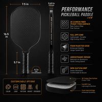 Raquette de paddle de forme standard avec logo personnalisé, surface en graphite, poignée en cuir, protection des bords de qualité professionnelle, design sans bords