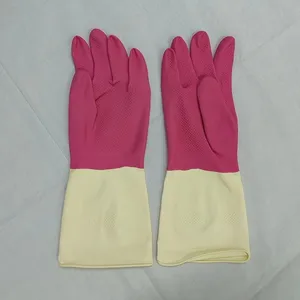 Qualité fiable ménage vaisselle lavage bicolore étanche Durable cuisine caoutchouc Latex épaissi gros gants