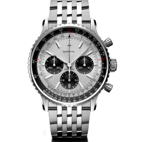 SPARKTIME calendrier d'affaires alarme analogique mouvement mécanique 3Bar étanche couleur argent montre de luxe pour hommes