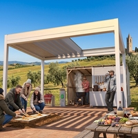 Pergola autoportante en aluminium Sweet Home, robuste, motorisée, avec toit rétractable à lames orientables, imperméable, avec éclairage LED