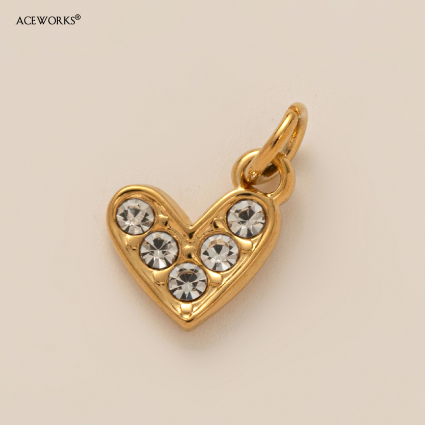 Pendentif mini coeur zircon - doré - blanc