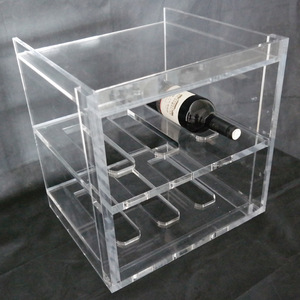 Estante de exhibición de <span class=keywords><strong>vino</strong></span> de acrílico transparente de una sola pieza, con acabado autoadhesivo para fácil montaje, para almacenamiento de botellas - Product Image 3