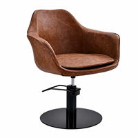 Chaise de coiffure de salon avec base ronde hydraulique et levier de pied, couleur bordeaux