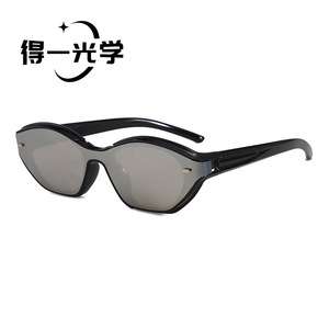 De Yi <b>Optics</b> Cat-Eye Sunglasses Black Pc Frame Uv400 Unisex For Outings Cycling <b>Driving</b> Stage Parties - Product Image 2