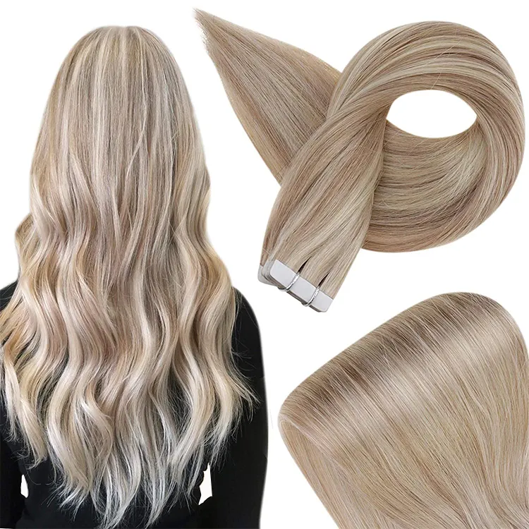 Großhandel Double Drawn Remy Hair Natürliches unsichtbares Klebeband in Haar verlängerungen menschliches Haar