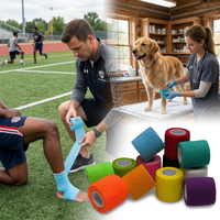Bandage Cohésif Médical Non Tissé 5cm X 4.5m Auto-Adhésif Élastique pour Blessures Sportives et Pansements Vétérinaires
