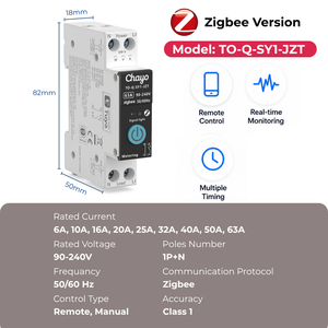Interruptor de Circuito Inteligente Zigbee Tuya MCB 1P+N 90-240V 6A-63A con Monitoreo de Energía para Apartamentos y Habitaciones Chayo - Product Image 2