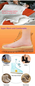 Semelles intérieures <span class=keywords><strong>Bering</strong></span> pour femmes en peau de mouton, confortables et sportives, en laine fourrée, chaudes pour l'hiver, épaisses, thermiques, lavables et douces - Product Image 3