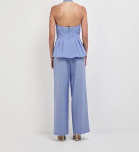 Completo da Donna Estivo Nuovo di Tendenza: Gilet Senza Maniche in Cotone e <span class=keywords><strong>Lino</strong></span> <span class=keywords><strong>Blu</strong></span> Elegante e Pantaloni - Product Image 3