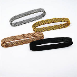 Commercio all'ingrosso argento oro rosa nero uomo donna bracciale in acciaio inossidabile elastico fatto a mano maglia elasticizzata bracciale - Product Image 5